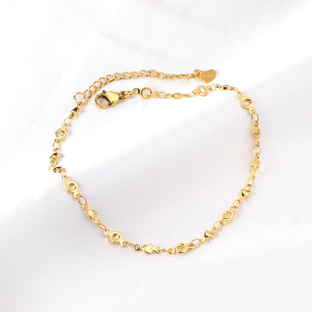 ASON Small Heart Geometric Charm Accessories Link Chain Anklets Gold Color Stainless Steel for Women Fashion Summer Jewelry asonjewelry